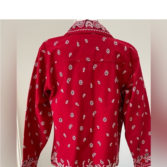 Quacker Factory red bandanna paisley pattern western with crystals size small - Picture 2 of 7